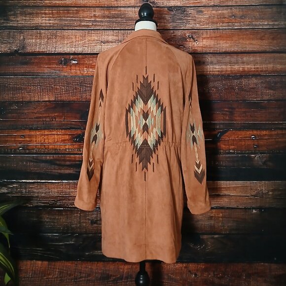 Miss Me Jacket S Faux Suede Embroidered Double Breasted Bohemian - Picture 3 of 12